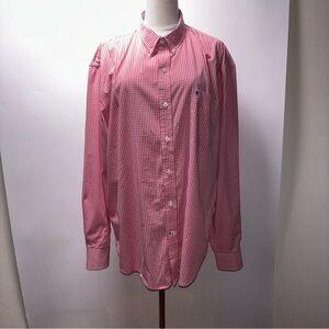 Izod Men's Pink Gingham Button Down Long Sleeve Shirt Size XL